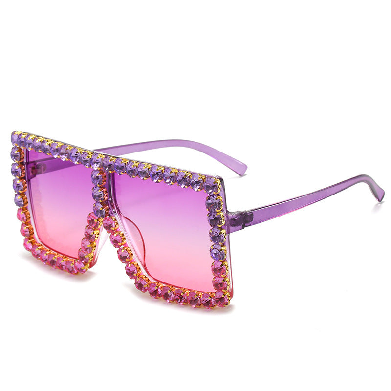 Wholesale PC Diamond Large Square Frame Sunglasses